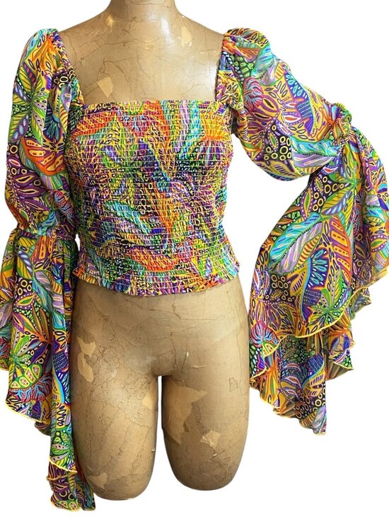 Live 4 Truth Tops - Live 4 Truth Multicolor Long Bell Sleeve Top Ren Festival Artsy Boho L 350i